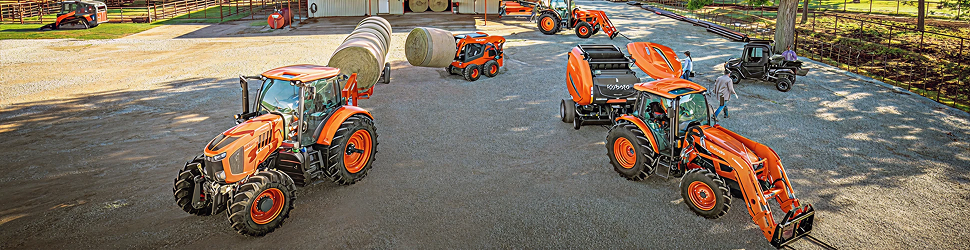 Kubota tractors on a farm